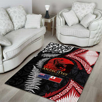 Tonga and New Zealand ANZAC Day Area Rug Gallipoli Lest We Forget Ngatu Art Tribal and Maori Tattoo with Fern LT03 - Polynesian Pride