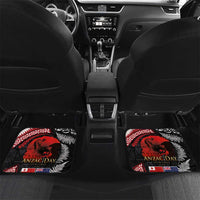 Tonga and New Zealand ANZAC Day Car Mats Gallipoli Lest We Forget Ngatu Art Tribal and Maori Tattoo with Fern LT03 Set 2pcs - Back Black - Polynesian Pride