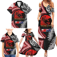 Tonga and New Zealand ANZAC Day Family Matching Summer Maxi Dress and Hawaiian Shirt Gallipoli Lest We Forget Ngatu Art Tribal and Maori Tattoo with Fern LT03 - Polynesian Pride