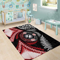 Tonga and New Zealand Together Area Rug Ngatu Art Tribal Maori Tattoo and Silver Fern LT03 - Polynesian Pride