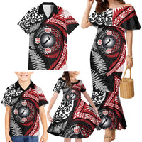 Tonga and New Zealand Together Family Matching Mermaid Dress and Hawaiian Shirt Ngatu Art Tribal Maori Tattoo and Silver Fern LT03 - Polynesian Pride