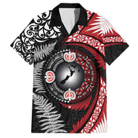 Tonga and New Zealand Together Family Matching Off The Shoulder Long Sleeve Dress and Hawaiian Shirt Ngatu Art Tribal Maori Tattoo and Silver Fern LT03 Dad's Shirt - Short Sleeve Black - Polynesian Pride