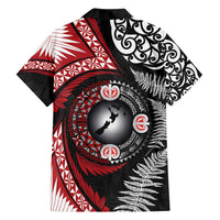 Tonga and New Zealand Together Family Matching Off Shoulder Short Dress and Hawaiian Shirt Ngatu Art Tribal Maori Tattoo and Silver Fern LT03 - Polynesian Pride