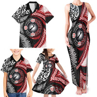 Tonga and New Zealand Together Family Matching Tank Maxi Dress and Hawaiian Shirt Ngatu Art Tribal Maori Tattoo and Silver Fern LT03 - Polynesian Pride