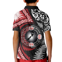 Tonga and New Zealand Together Kid Polo Shirt Ngatu Art Tribal Maori Tattoo and Silver Fern LT03 - Polynesian Pride