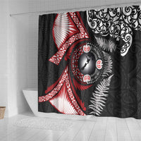 Tonga and New Zealand Together Shower Curtain Ngatu Art Tribal Maori Tattoo and Silver Fern LT03 - Polynesian Pride
