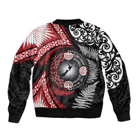 Tonga and New Zealand Together Sleeve Zip Bomber Jacket Ngatu Art Tribal Maori Tattoo and Silver Fern LT03 - Polynesian Pride
