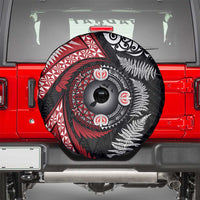 Tonga and New Zealand Together Spare Tire Cover Ngatu Art Tribal Maori Tattoo and Silver Fern LT03 - Polynesian Pride