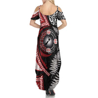 Tonga and New Zealand Together Summer Maxi Dress Ngatu Art Tribal Maori Tattoo and Silver Fern LT03 - Polynesian Pride