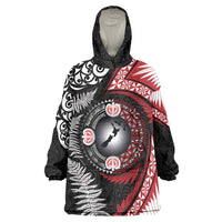 Tonga and New Zealand Together Wearable Blanket Hoodie Ngatu Art Tribal Maori Tattoo and Silver Fern LT03 One Size Black - Polynesian Pride