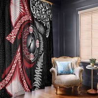 Tonga and New Zealand Together Window Curtain Ngatu Art Tribal Maori Tattoo and Silver Fern LT03 - Polynesian Pride