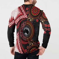 Tonga and Australia Together Button Sweatshirt Ngatu Art Tribal Aboriginal Tattoo Pattern