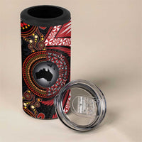 Tonga and Australia Together 4 in 1 Can Cooler Tumbler Ngatu Art Tribal-Aboriginal Tattoo Pattern