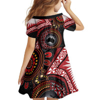 Tonga and Australia Together Family Matching Off Shoulder Maxi Dress and Hawaiian Shirt Ngatu Art Tribal Aboriginal Tattoo Pattern LT03 - Polynesian Pride