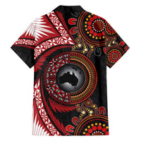 Tonga and Australia Together Family Matching Off Shoulder Maxi Dress and Hawaiian Shirt Ngatu Art Tribal Aboriginal Tattoo Pattern LT03 - Polynesian Pride