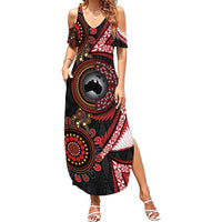 Tonga and Australia Together Family Matching Summer Maxi Dress and Hawaiian Shirt Ngatu Art Tribal Aboriginal Tattoo Pattern