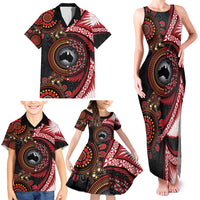 Tonga and Australia Together Family Matching Tank Maxi Dress and Hawaiian Shirt Ngatu Art Tribal Aboriginal Tattoo Pattern LT03 - Polynesian Pride