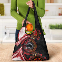 Tonga and Australia Together Grocery Bag Ngatu Art Tribal Aboriginal Tattoo Pattern