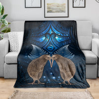 New Zealand Maori Matariki Blanket Hongi Kiwi Bird and Silver Fern LT03