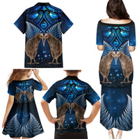 New Zealand Maori Matariki Family Matching Puletasi and Hawaiian Shirt Hongi Kiwi Bird and Silver Fern LT03 - Polynesian Pride