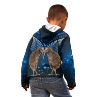 New Zealand Maori Matariki Kid Hoodie Hongi Kiwi Bird and Silver Fern LT03 - Polynesian Pride
