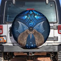 New Zealand Maori Matariki Spare Tire Cover Hongi Kiwi Bird and Silver Fern LT03 Blue - Polynesian Pride