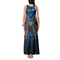 New Zealand Maori Matariki Tank Maxi Dress Hongi Kiwi Bird and Silver Fern LT03 - Polynesian Pride
