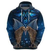 New Zealand Maori Matariki Zip Hoodie Hongi Kiwi Bird and Silver Fern LT03 - Polynesian Pride