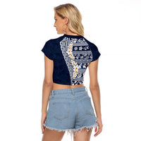 Hawaii Plumeria Tribal Vintage Raglan Cropped T Shirt Special Blue