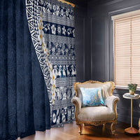 Hawaii Plumeria Tribal Vintage Window Curtain Special Blue
