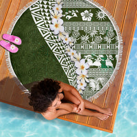 Hawaii Plumeria Tribal Vintage Beach Blanket Special Green