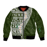 Hawaii Plumeria Tribal Vintage Bomber Jacket Special Green LT03 Unisex Green - Polynesian Pride