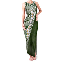Hawaii Plumeria Tribal Vintage Family Matching Tank Maxi Dress and Hawaiian Shirt Special Green LT03 Mom's Dress Green - Polynesian Pride