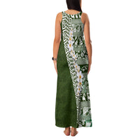 Hawaii Plumeria Tribal Vintage Family Matching Tank Maxi Dress and Hawaiian Shirt Special Green LT03 - Polynesian Pride