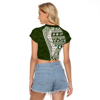 Hawaii Plumeria Tribal Vintage Raglan Cropped T Shirt Special Green