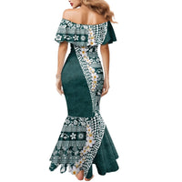 Hawaii Plumeria Tribal Vintage Mermaid Dress Special Turquoise LT03 - Polynesian Pride