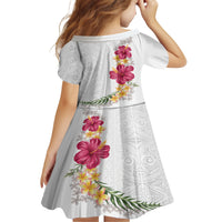 Hawaiian Plumeria and Hibiscus Family Matching Summer Maxi Dress and Hawaiian Shirt White Mode LT03 - Polynesian Pride