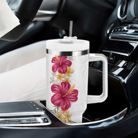 Hawaiian Plumeria and Hibiscus Tumbler With Handle - White Mode LT03 - Polynesian Pride