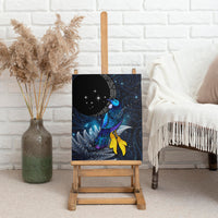 New Zealand Tui Bird Matariki Canvas Wall Art Galaxy Fern With Maori Pattern
