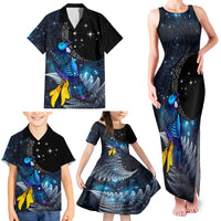 New Zealand Tui Bird Matariki Family Matching Tank Maxi Dress and Hawaiian Shirt Galaxy Fern With Maori Pattern LT03 - Polynesian Pride