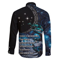 New Zealand Tui Bird Family Matching Long Sleeve Bodycon Dress and Hawaiian Shirt Matariki Poetry Pattern Galaxy Style LT03 - Polynesian Pride