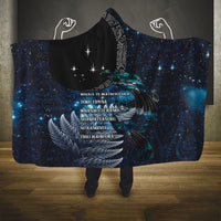New Zealand Tui Bird Hooded Blanket Matariki Poetry Pattern Galaxy Style LT03 One Size Blue - Polynesian Pride