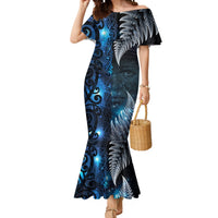 New Zealand Matariki Mermaid Dress The Tribal Maori Face and Silver Fern LT03 Women Blue - Polynesian Pride