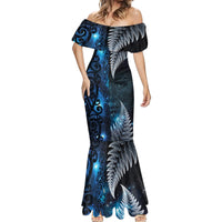 New Zealand Matariki Mermaid Dress The Tribal Maori Face and Silver Fern LT03 - Polynesian Pride