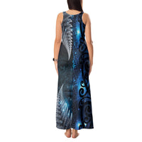 New Zealand Matariki Tank Maxi Dress The Tribal Maori Face and Silver Fern LT03 - Polynesian Pride