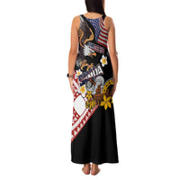 United States and American Samoa Together Family Matching Tank Maxi Dress and Hawaiian Shirt Bald Eagle and Polynesian Traditional Culture with Plumeria LT03 - Polynesian Pride