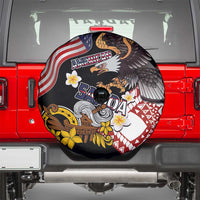 United States and American Samoa Together Spare Tire Cover Bald Eagle and Polynesian Traditional Culture with Plumeria LT03 - Polynesian Pride