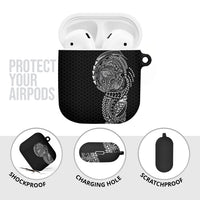 Hawaiian Traditional Tattoos AirPods Case Kakau Tribal Tropical Plant Motif Black Color