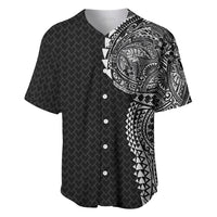 Hawaiian Traditional Tattoos Baseball Jersey Kakau Tribal Tropical Plant Motif Black Color