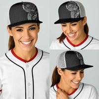 Hawaiian Traditional Tattoos Baseball Net Cap Kakau Tribal Tropical Plants Motif Black Color